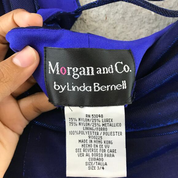 Vintage Morgan & Co Blue Slip Dress Y2K Formal Gown size 3/4 - Picture 11 of 13